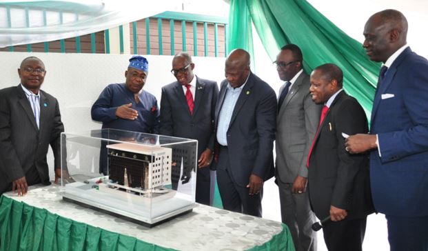 Past Chairman of Nigeria Insurers Association (NIA), Rev. Olusola Olatayo Ladipo-Ajayi; past Chairman, Mr. Dolapo Balogun; Chairman Governing Council, NIA, Mr Eddie Efekoha; Deputy Commissioner, Technical, National Insurance Commission, Mr. Olorundare Sunday Thomas; a past Chairman, Mr. Wole Oshin; Deputy Chairman NIA, Mr. Tope Smart, and a past Chairman, Oye Hassan-Odukale during a ground breaking ceremony for a multipurpose NIA towers in Victoria Island, Lagos. 