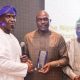 L – R shows Dr. Jide Akeredolu, District Governor Elect, Rotary District 9110, Nigeria; Mr. Olumide Orojimi, Head Corporate Communications, The Nigerian Stock Exchange (NSE) and Kolapo Sodipo, District Governor, Rotary District 9110, Nigeria during the award was presentation to the NSE at the 2019 edition of the Rotary Friendship Night/Governor’s Magazine Launch/Awards yesterday in Lagos.