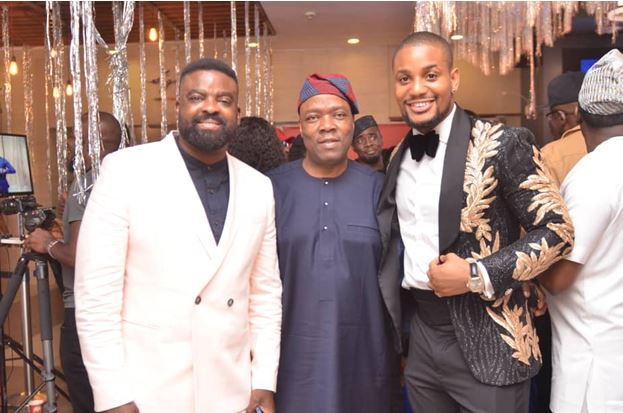 (L-R): Kunle Afolayan, Ace Film Producer; Patrick Akinwuntan Managing Director, Ecobank Nigeria; and Alex Ekubo, Cast ‘Bling Lagosians’ at the premiere of the movie “Bling Lagosians’ in Lagos.