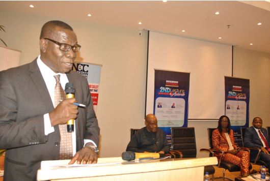 Dr. Henry Nkemadu, Director, Public Affairs, Nigerian Communications Commission (NCC) delivering the keynote address at the Business Journal 2nd Annual Lecture/Awards last Friday in Lagos. He represented Prof Umar Danbatta, the EVC/CEO of NCC.